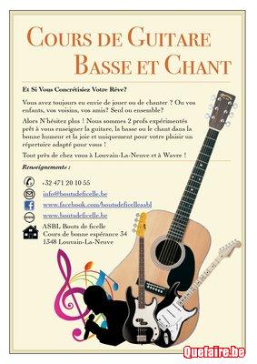 Cours de Guitare, basse, ukulélé, piano, et...