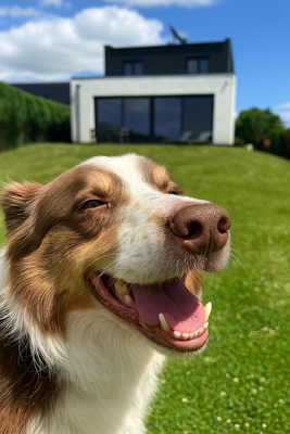A Donner Border Collie chocolat et blanc