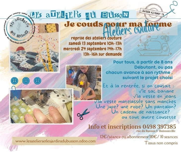 Stages,cours Je couds pour forme