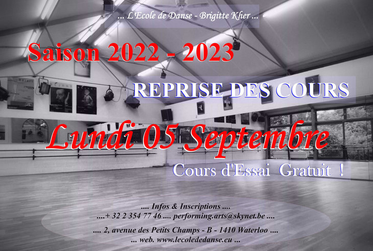 Stages,cours Saisson 2023 Reprise Cours