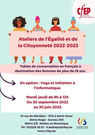 Stages,cours Tables conversation français/ Ateliers l égalité la citoyenneté