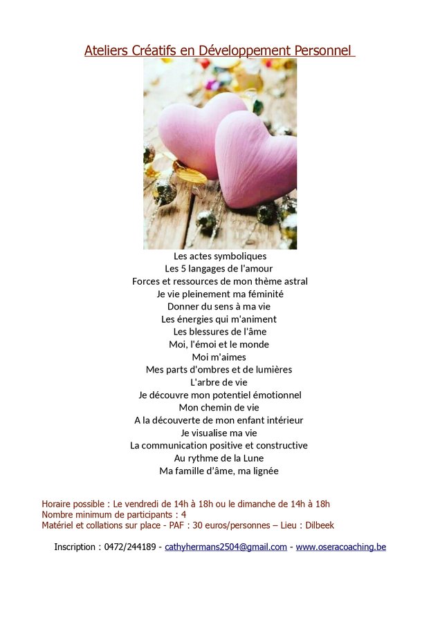 Stages,cours Atelier Créatif développement personnel pour adultes
