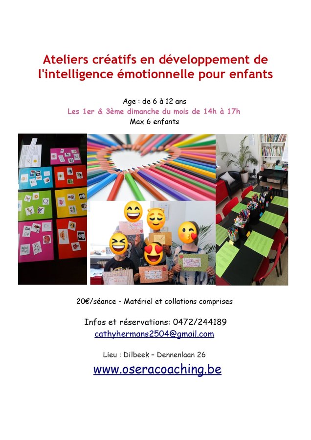 Stages,cours Atelier créatif pour enfant le thème émotions