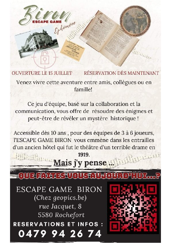 Loisirs Escape game Biron ! (phmre)🗝🔓