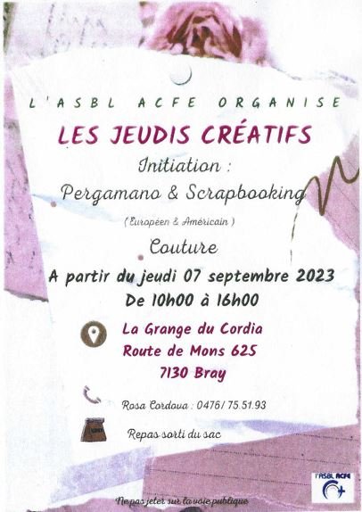 Stages,cours Jeudi créatif scrapbooking pergamano
