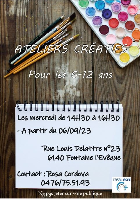 Stages,cours Ateliers créatifs pour enfants