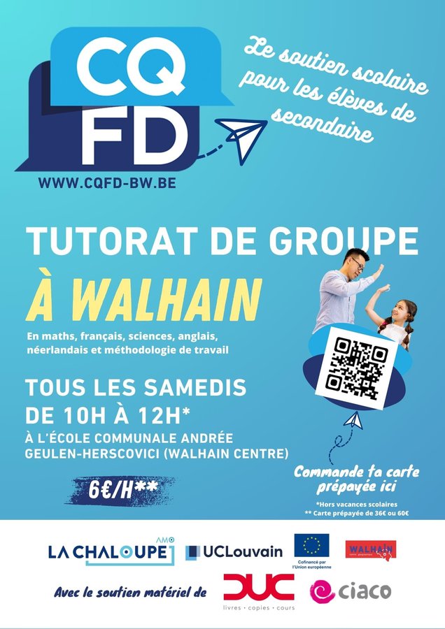 Stages,cours Tutorat groupe Cqfd: soutien scolaire pour élèves secondaire