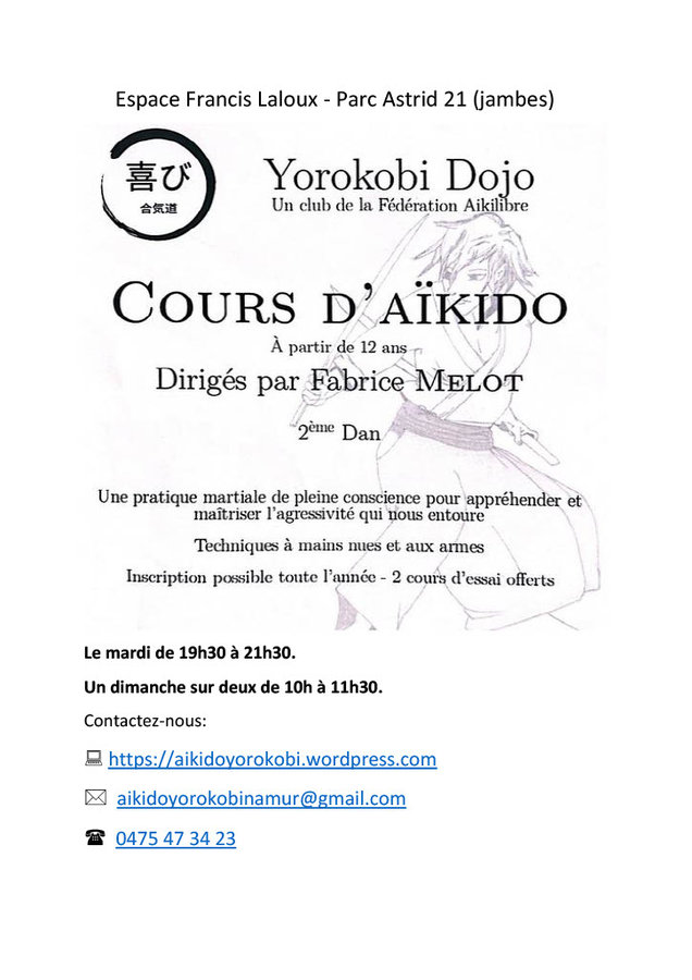 Stages,cours Yorokobi Dojo - Cours d aikido
