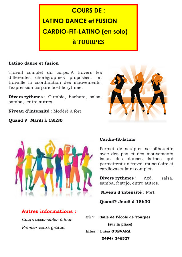 Stages,cours Cours danses latines fusion Cardio-fit-latino