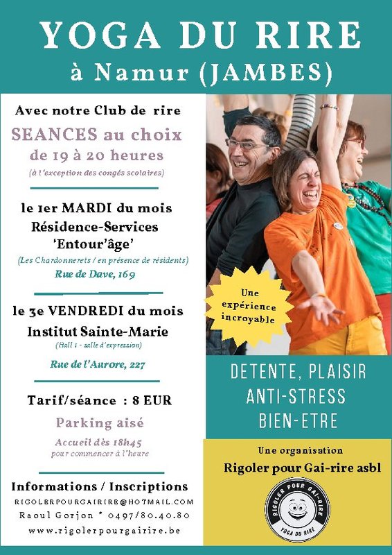 Stages,cours Sances Yoga Rire avec l asbl Rigoler pour Gai-rire