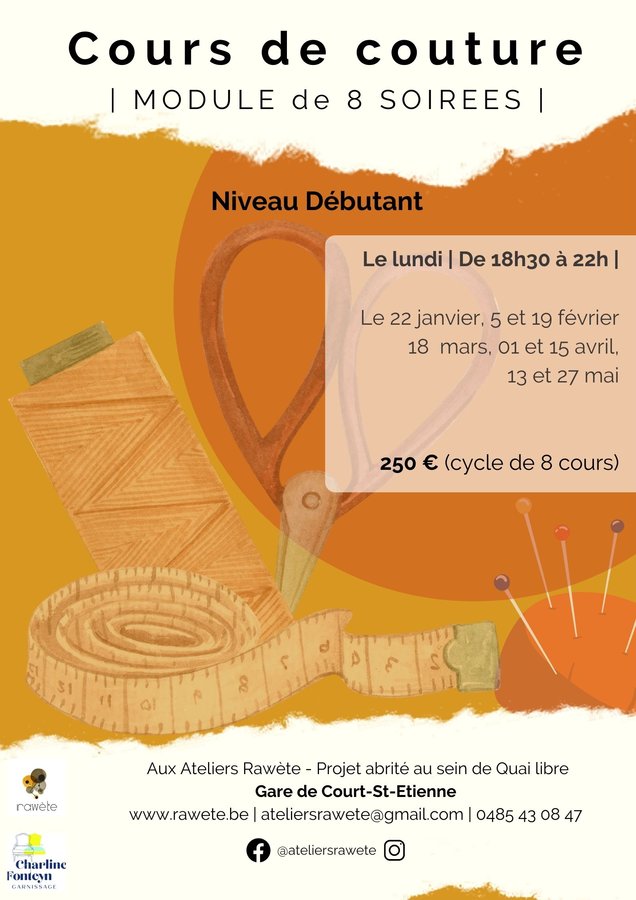 Stages,cours Cours couture | Cycle long | Niveau dbutant