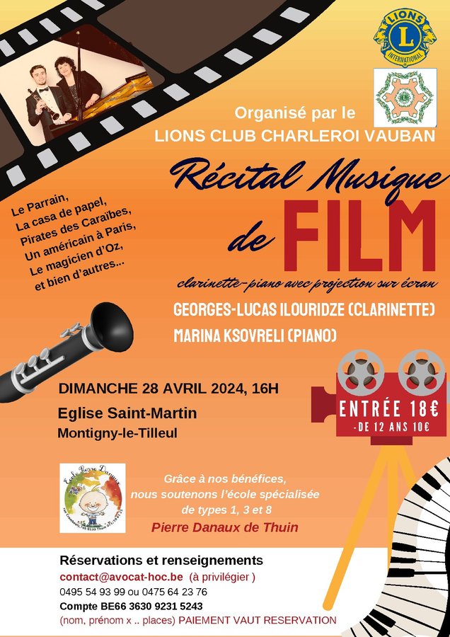 Concerts Rcital musiques films clarinette/piano