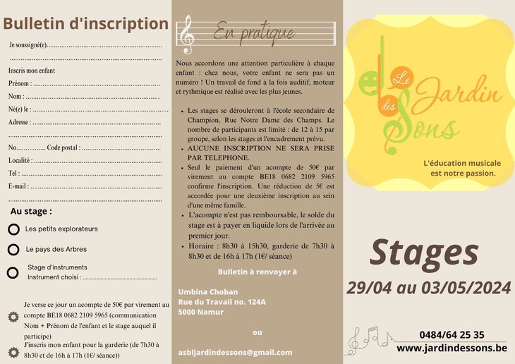 Stages,cours Stage d instruments