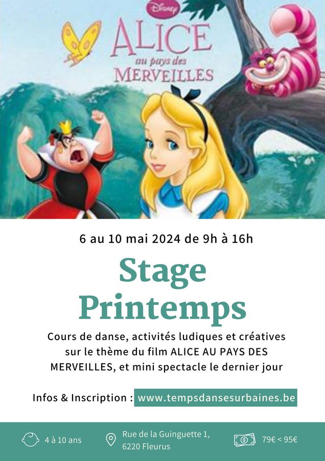 Stages,cours Stage Printemps : Alice pays merveilles