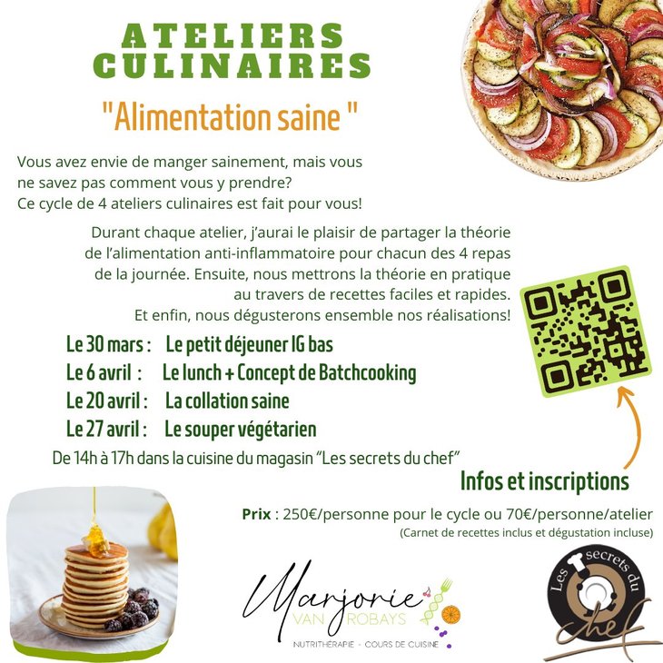Stages,cours Atelier culinaire  Alimentation anti-inflammatoire 