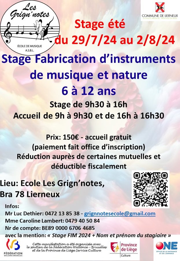 Stages,cours Stage Fabrication d instruments musique multisports