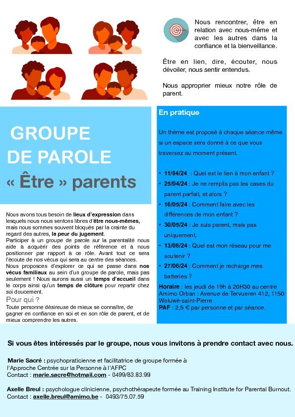 Stages,cours Groupe parole :  tre parent 