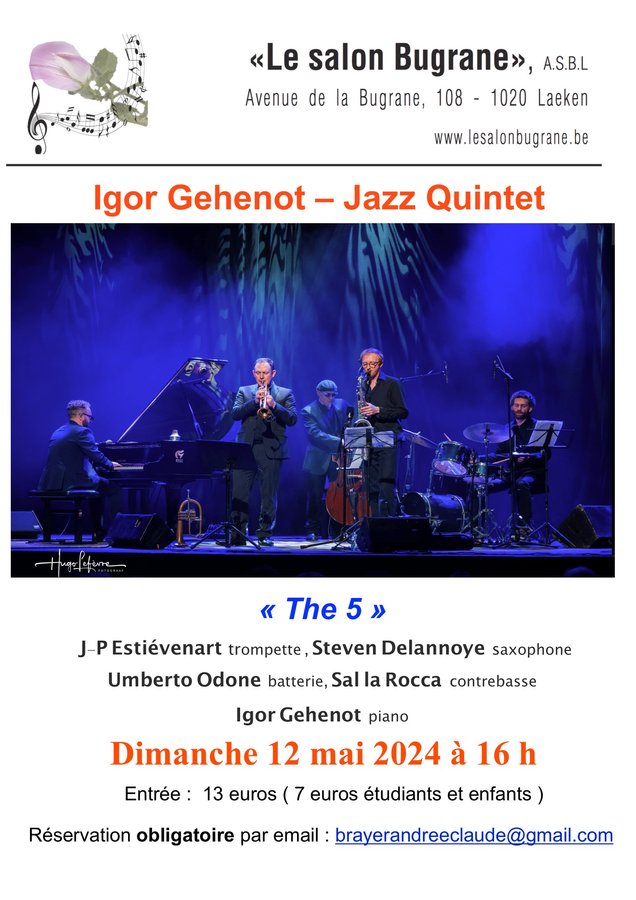 Concerts Concert jazz acoustique - Igor Gehenot son groupe  the 5 
