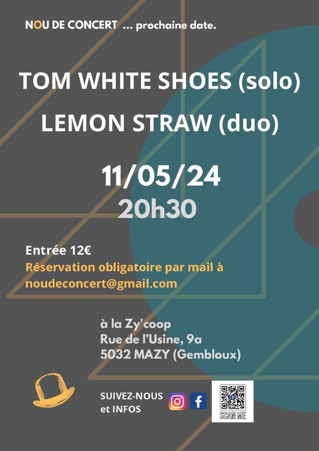 Concerts Tom White Shoes & Lemon Straw concert