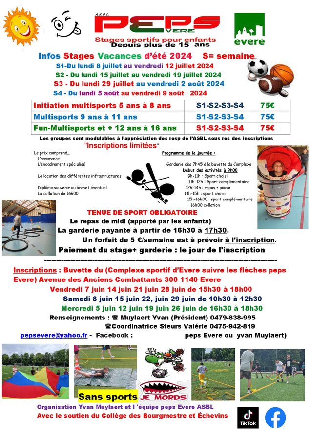 Stages,cours Peps Evere Asbl stages t