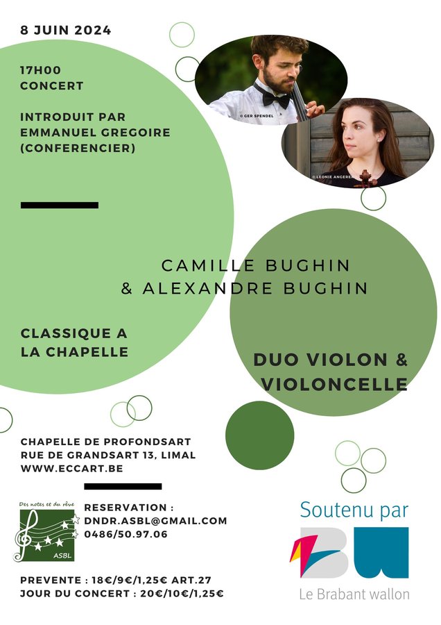 Concerts Duo Camille Bughin (violon) & Alexandre Bughin (violoncelle)