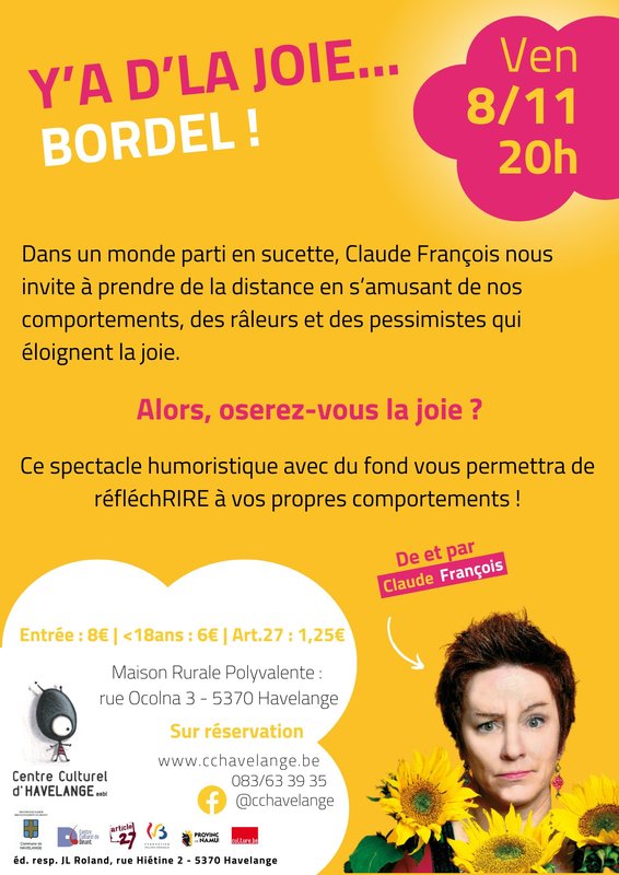 Spectacles Théâtre (humour) Y'a d'la joie... bordel Havelange (Namur)