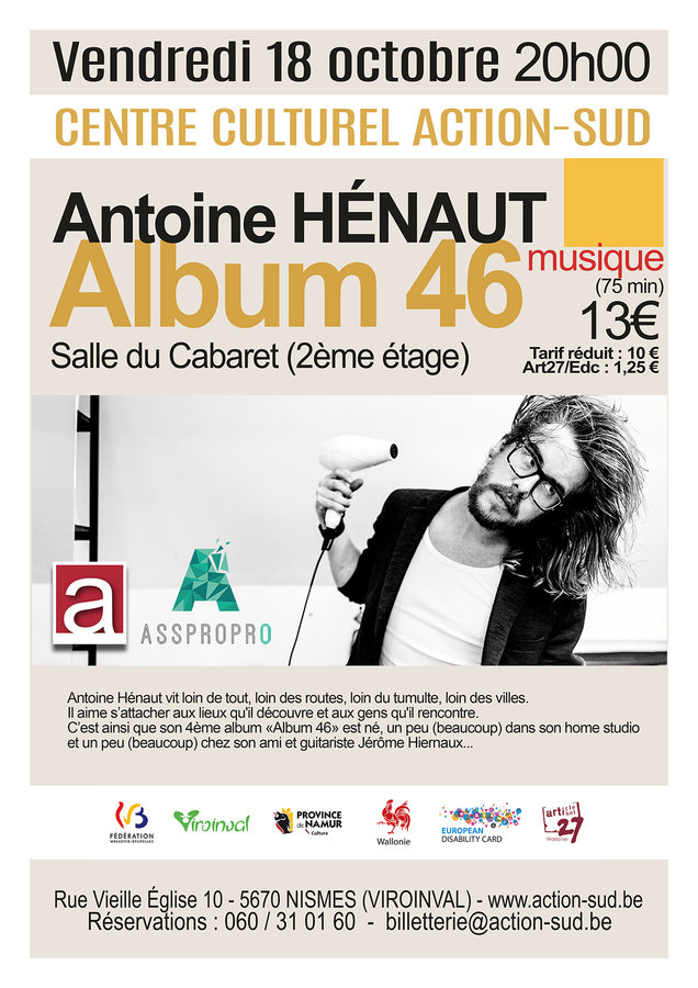 Concerts Chanson francaise Antoine Hénaut Album 46 Nismes (Namur)