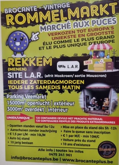 Rekkem - Brocante - Rommelmarkt - Marché aux puces - elke zaterdagvoormiddag