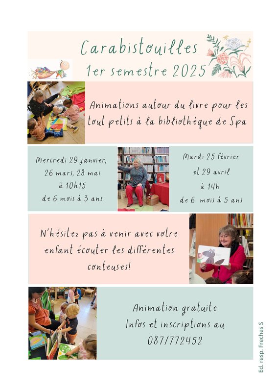 Spectacles Carabistouilles : Animation autour livre pour tout petits