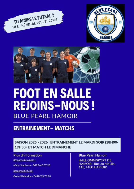 Stages,cours Futsal mini Blue Pearl