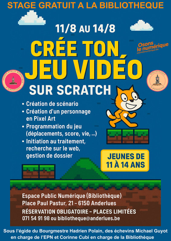 Stages,cours Crér jeux vidéo Scratch