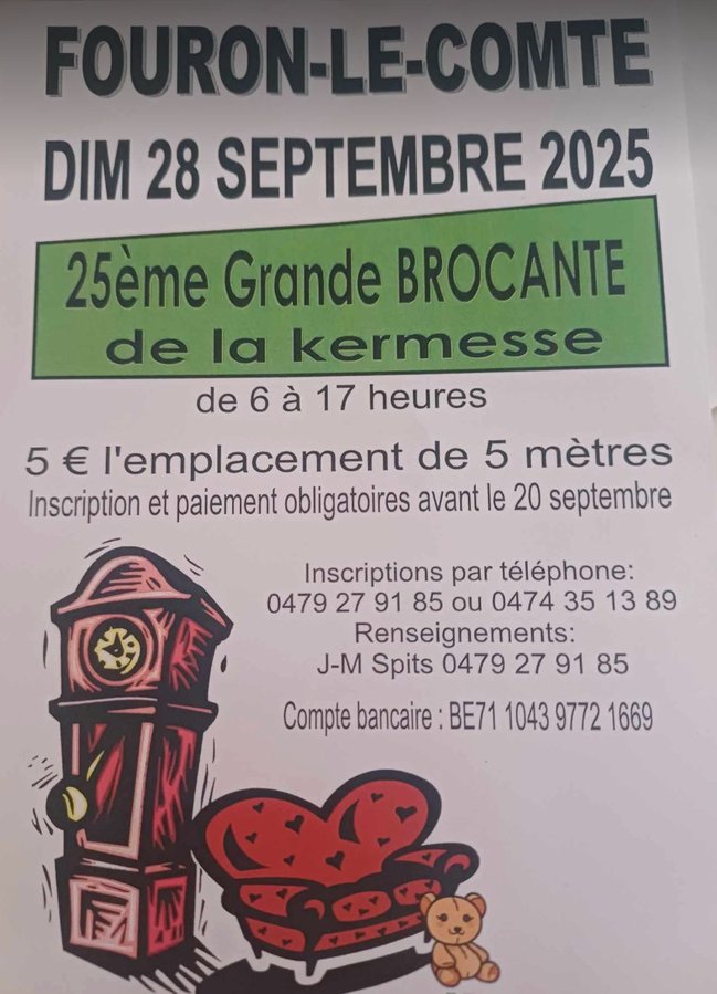  25eme grande brocante la kermesse fouron Comte