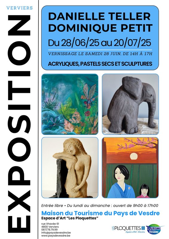 Expositions Expo : Danielle Teller & Dominique Petit : acryliques, pastels secs sculpture