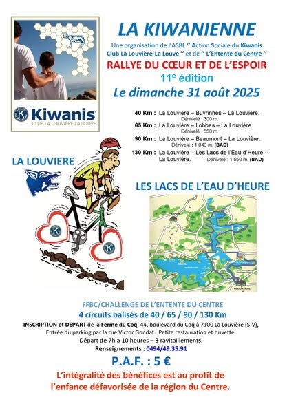 Loisirs Rallye Coeur de l Espoir Kiwanis Club Louviere louve 