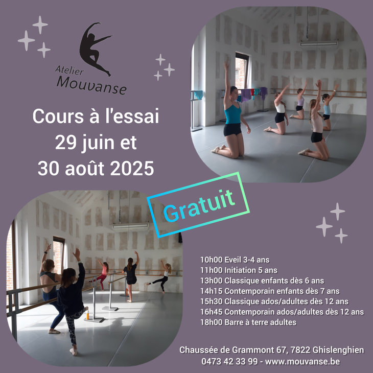 Stages,cours Journée cours l essai : danse enfants, ados adultes