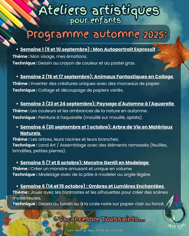 Stages,cours Atelier Artistique pour enfants