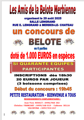 Stages,cours Tournoi Belote Merbes-le-Château !