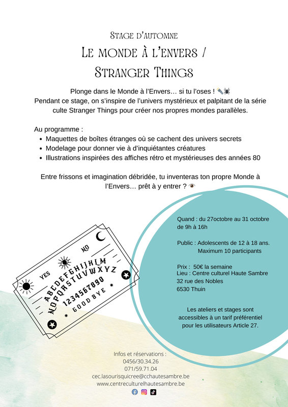 Stages,cours Stage ados : monde l’envers / Stranger Things