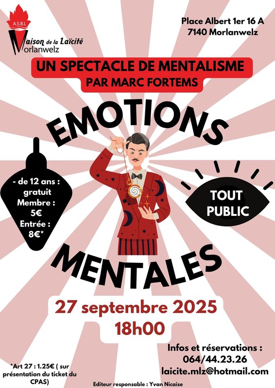 Spectacles Spectacle mentalisme :  Emotions Mentales 