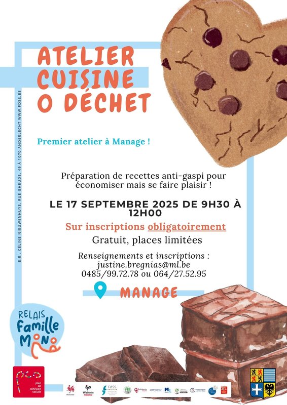 Stages,cours [Parents solo - Relais Familles Mono] Atelier cuisine zéro déchet