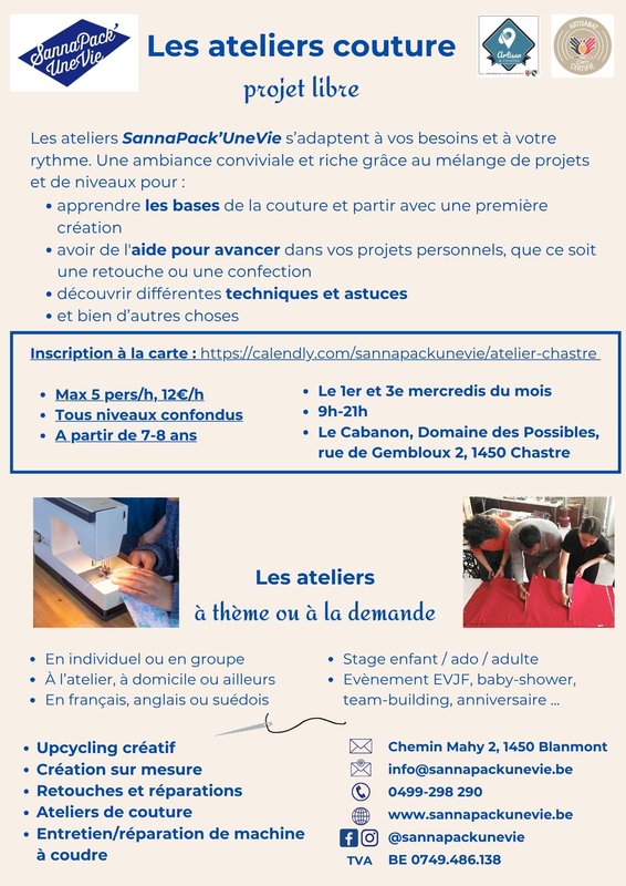 Stages,cours Atelier couture libre