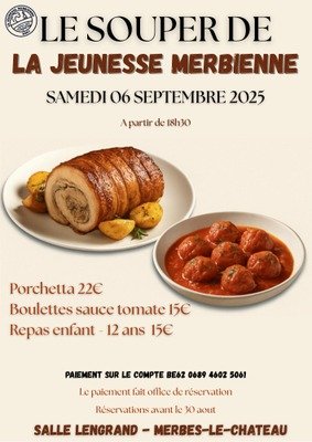 Soirées Souper la Jeunesse Merbienne Réservez votre soirée !