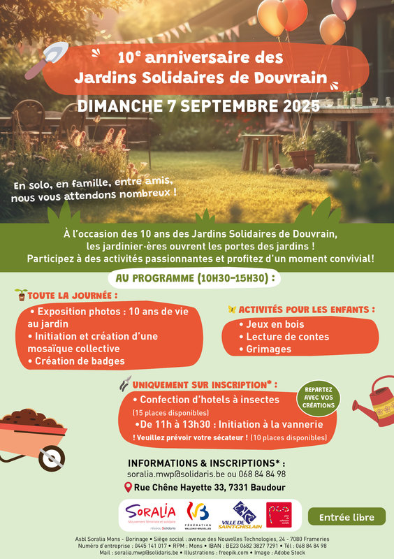 Loisirs 10e anniversaire Jardins Solidaires Douvrain