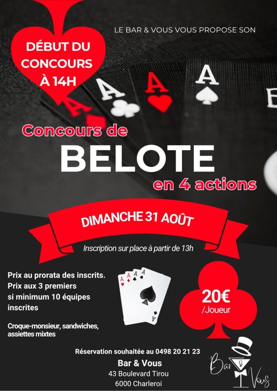 Loisirs Concours belote 4 actions