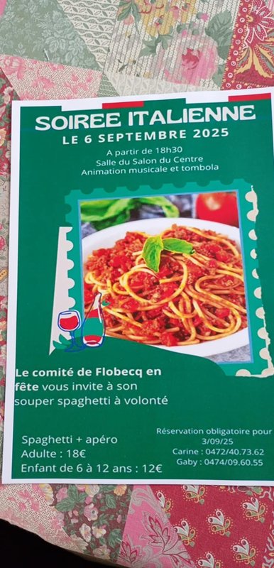 Loisirs Soirée italienne repas spaghetti