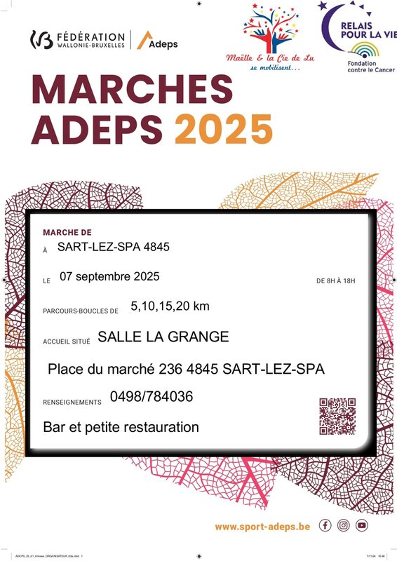 Loisirs Marche Adeps profit la lutte contre Cancer 