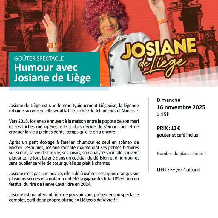 Spectacles Goûter spectacle - Humour avec Josiane Liège