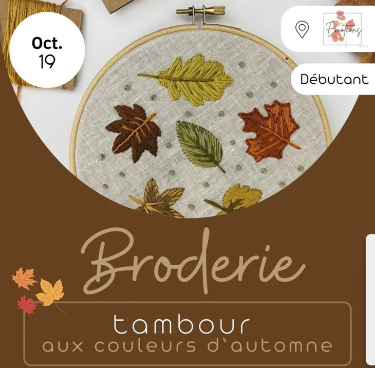 Stages,cours Broderie : tambour décoratif couleurs d automne