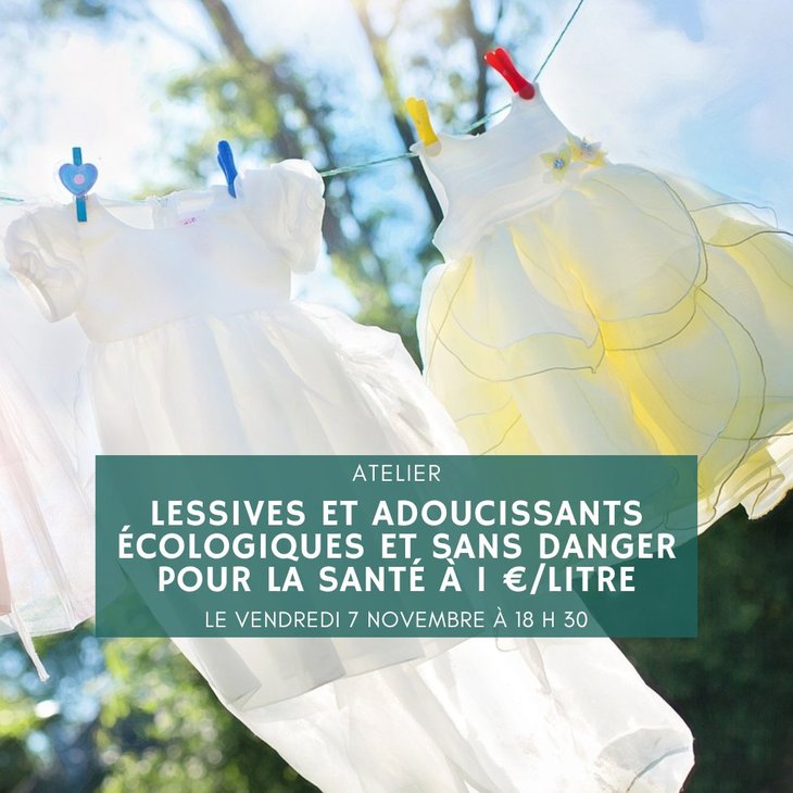 Stages,cours Atelier : lessive adoucissant écologique sans danger pour votre santé 1€