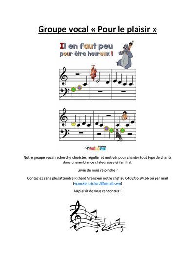 Concerts Groupe Vocal  Pour plaisir 